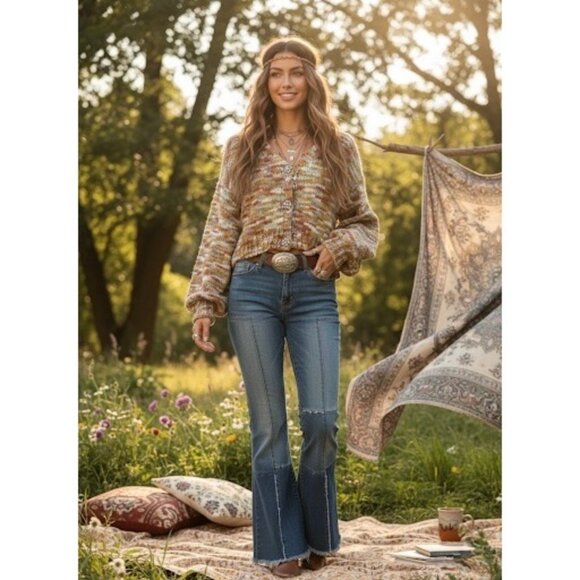 wild fable Sweaters - Wild Fable Multicolored Rhinestone Button Front Cardigan Knit| Boho Indie Sleaze